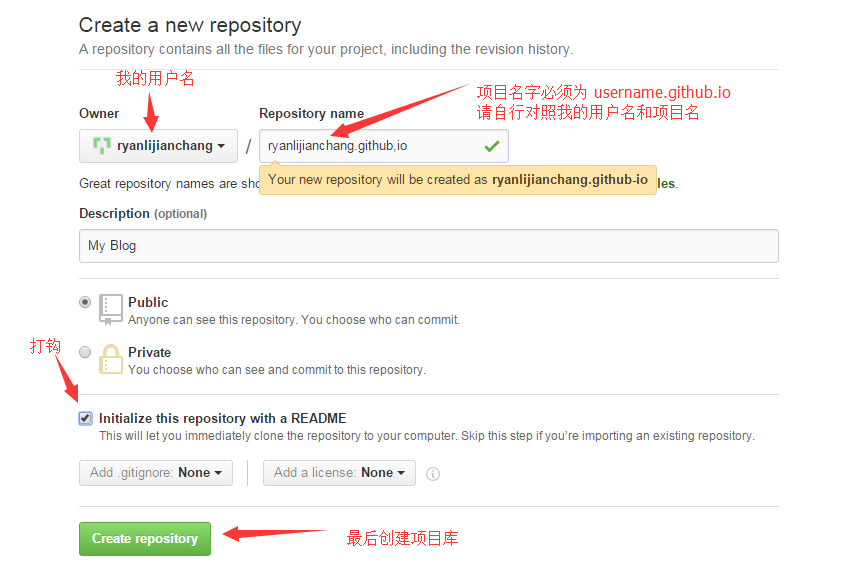 "GitHub page配置图"